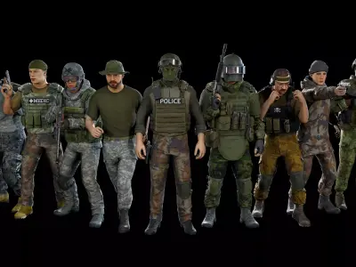 Modular military character 2 - UE4 gameplay demo scene Free low-poly 3D model