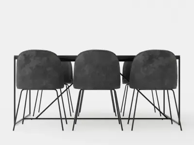 Indy Food Group With 6 Felipe Chair Velvet Glass Metal Gray s Low-poly 3D model