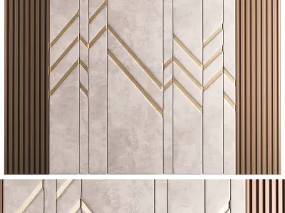 Panel wall with gold and stripes 3D model