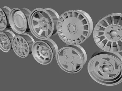 10 Rims Pack for Cars Low-poly 3D model