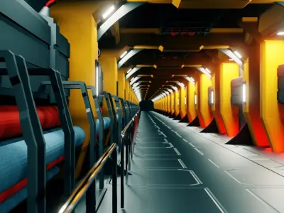 Sci-Fi Corridor - Low Poly Low-poly 3D model