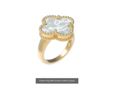 Flower Ring With Smooth mother-of-pearl 3D Model Pack