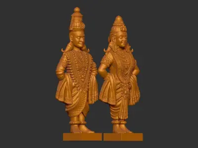 Vitthal Rukmini God With Close eyes 3D print model