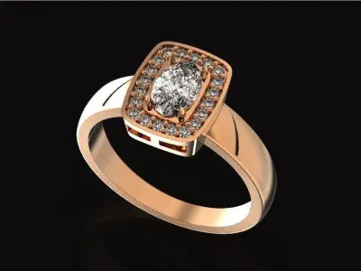 elegant engagement ring with diamond oval 468 3D print model