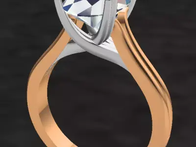 single solitair ring  ovel diamond 3D print model
