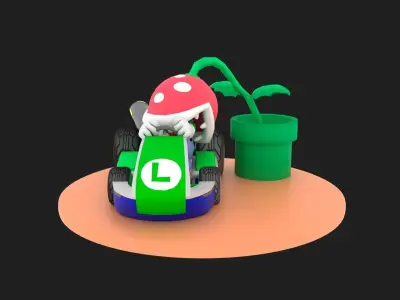 Mario Kart Luigi and piranha plant Low-poly 3D model