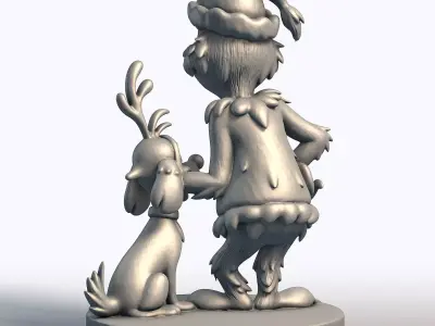 Grinch and Dog 3D Model Christmas Character Set 3D model