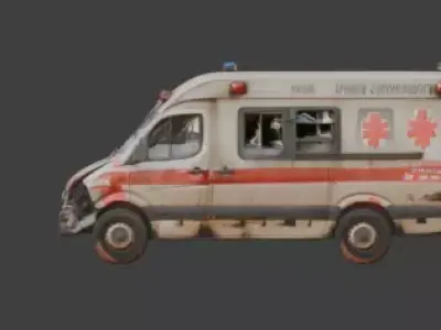 Wrecked Ambulance Post Apocalyptic 3D Model Low-poly 3D model