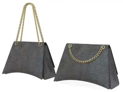 Balenciaga Crush Medium Chain Bag Crocodile Brown Low-poly 3D model