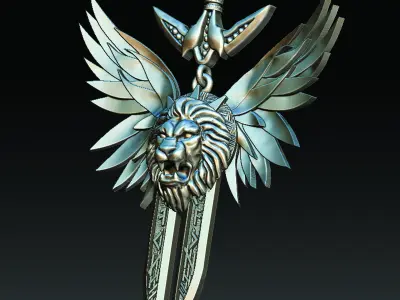 LION SWORD WING NECKLACE  3D print model