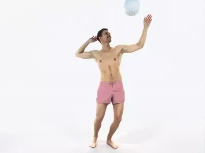 Virtue 04I Beach Serving Sports Man Low-poly 3D model