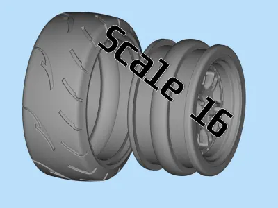 STL resin kit Tire Rims Wheel set for scale cars  3D print model