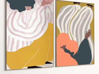 Plaster Two Photo Frame 429 Low-poly 3D model