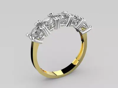 Woman ring Five Stones Wedding Ring 3d Model 3D print model