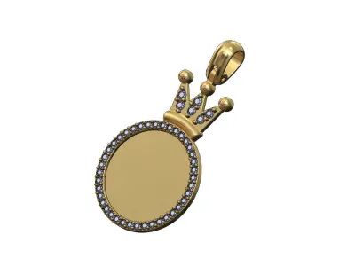 Diamond crown memory picture pendant 3D print model