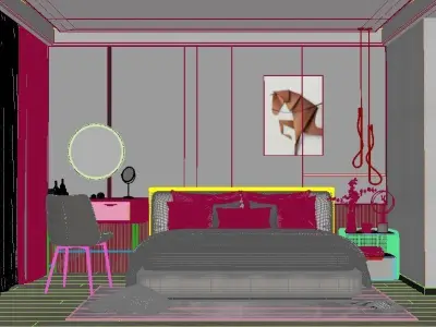 Contemporary Style Designer Bedroom 3D model