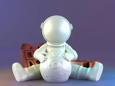 Astronaut Moon Hug Decor 3D print model
