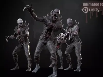 SuperZombie1  full pack 7 characters Low-poly 3D model