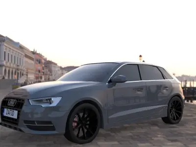 Audi A3 Sportback 2013 Low-poly 3D model