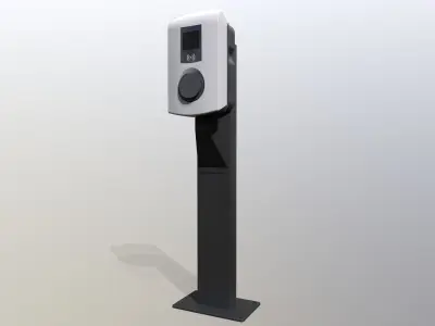 Small elektric car charging station Low-poly 3D model