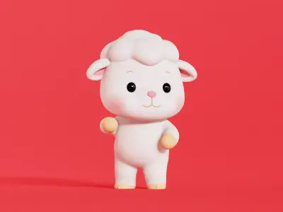 Sheep Cartoon Character Rigged Animated  Chibi Kawaii Low-poly 3D model