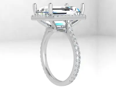Emerald Halo Ring 4312 3D print model