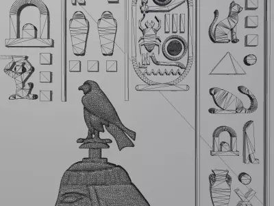 Egyptian Relief Horus and Geb rel05 3D print model