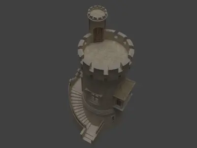 Castle with stairs Low-poly 3D model