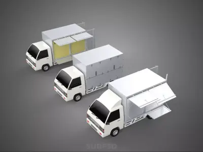 COLLECTION BOX TRUCK DELIVERY CARGO PICKUP FREIGHT CUBE VAN CAR 3D model