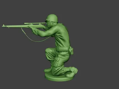 American soldier ww2 Shoot Crouch4 A12 3D print model