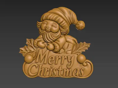 Merry Christmas Santa Claus 3D Relief 3D print model
