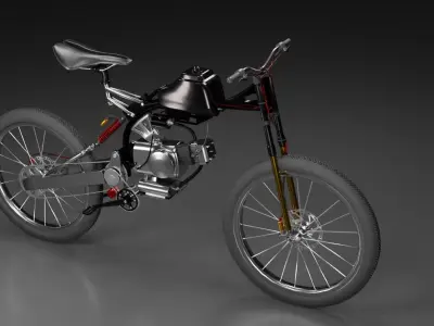Moto-Bike bike with two wheels and handlebar Low-poly 3D model