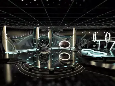 Virtual TV Studio Entertainment Set 1 3D model