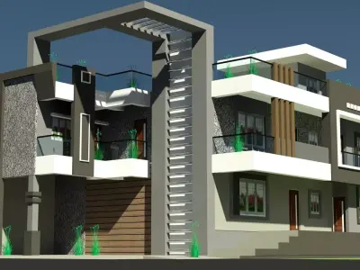 Indian Modern House Design And Architecture Low-poly 3D model