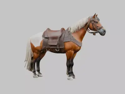 Medieval Horse Low-poly 3D model