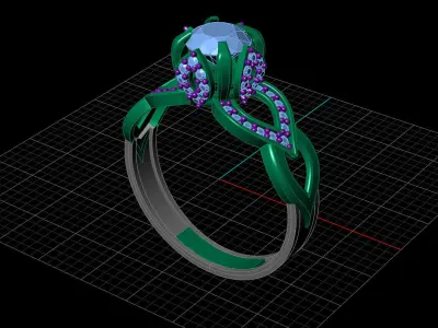 STL 3DM Print Ready Women Diamond Ring Lightweight Printable  3D print model 182
