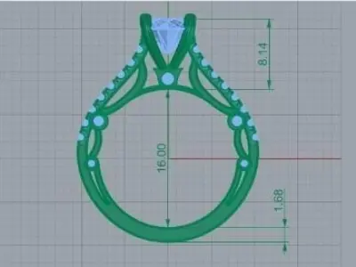 diamond ring 62 3D print model