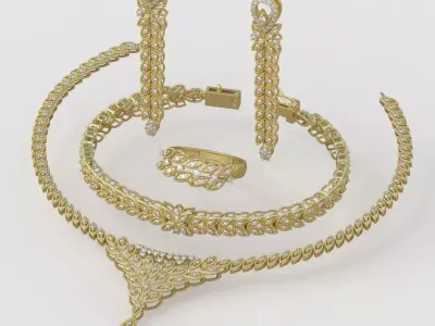 Ring Bracelet Earring and Pendant Set 3D printable model 0118 3D Model Pack