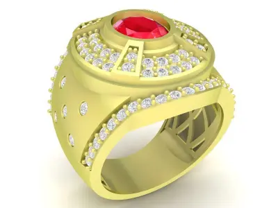 Luxury Oval Gemstone Signet Ring for Men  3748 3D print model