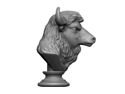 bison head bust 3D print model