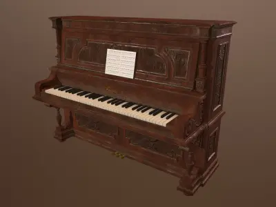 Antique Piano -PBR Game Ready 3D Low-poly 3D model