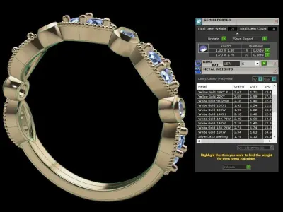 Three Quarter Antique Style Diamond Band Ring 3D print model