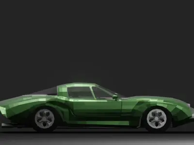 Vintage Race Car LowPoly Low-poly 3D model