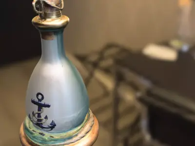 Vintage Marine Bottle with Anchor Emblem Low-poly 3D model