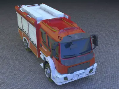 Modern fire truck Low Poly model Low-poly 3D model