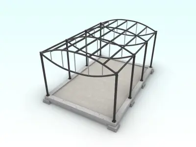 Cable-stayed beam structure 3D model