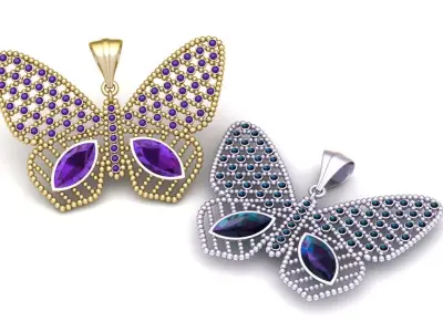Elegant Butterfly Pendant 3D Printable Model 3D print model