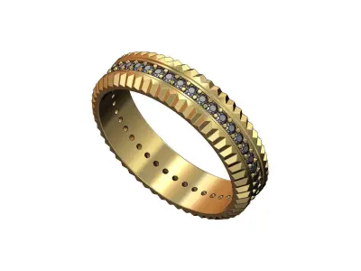 Fluted watch bezel diamond ring US size 7 to 10 3D print model