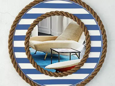 Beach Towel Striped Rope Mirror 3D model