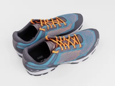 Pair of hiking running shoes sneakers outdoor footwear  3D model